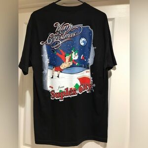 WWE Brock Lesnar Suplex City Christmas Tee Shirt Front and Back L Authentic